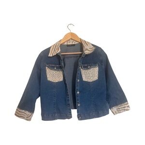 Haven Bleu Denim Jean Jacket with Animal Print Accents